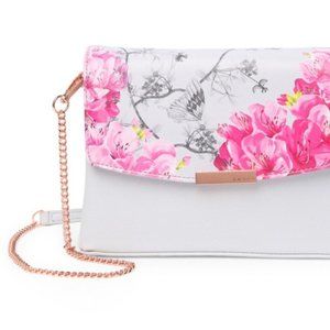 TED BAKER Clutch Purse Floral & Rose Gold NWT